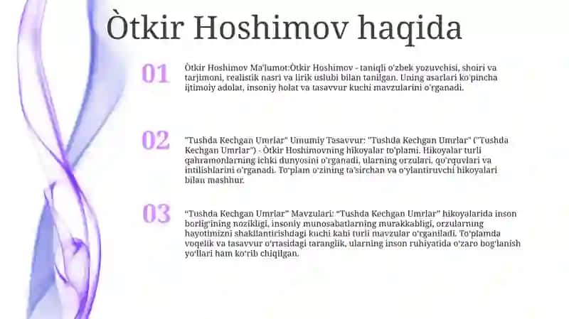 Tushda Kechgan Umrlar 2