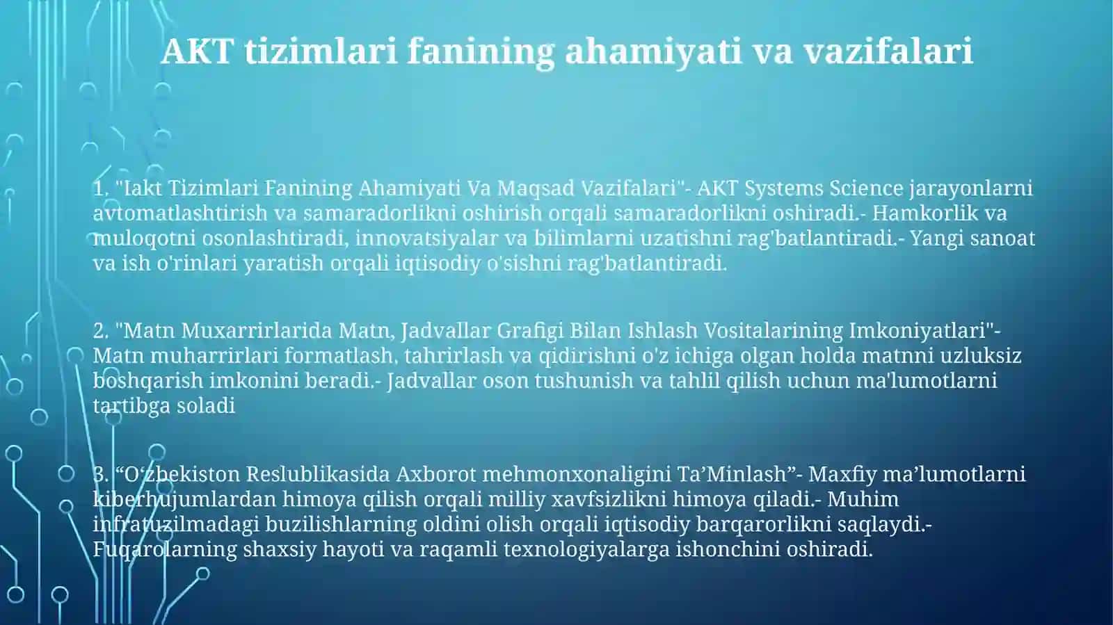 Iakt Tizimlari Fanining Ahamiyati Va Maqsad Vazifalari 2
