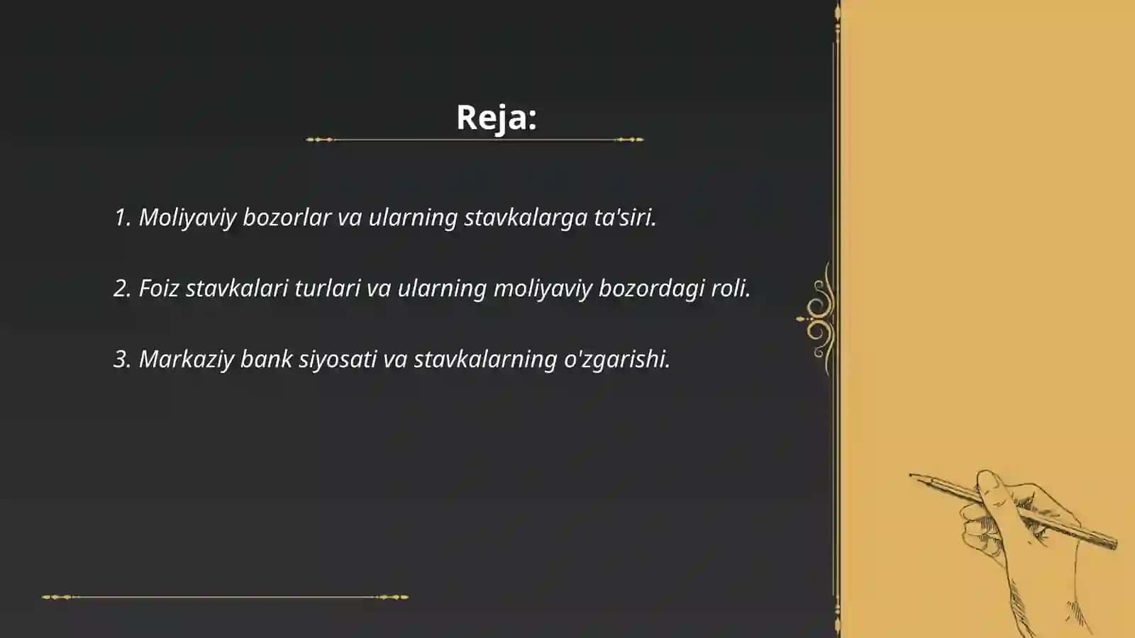 Moliyaviy bozor stavkalari 2