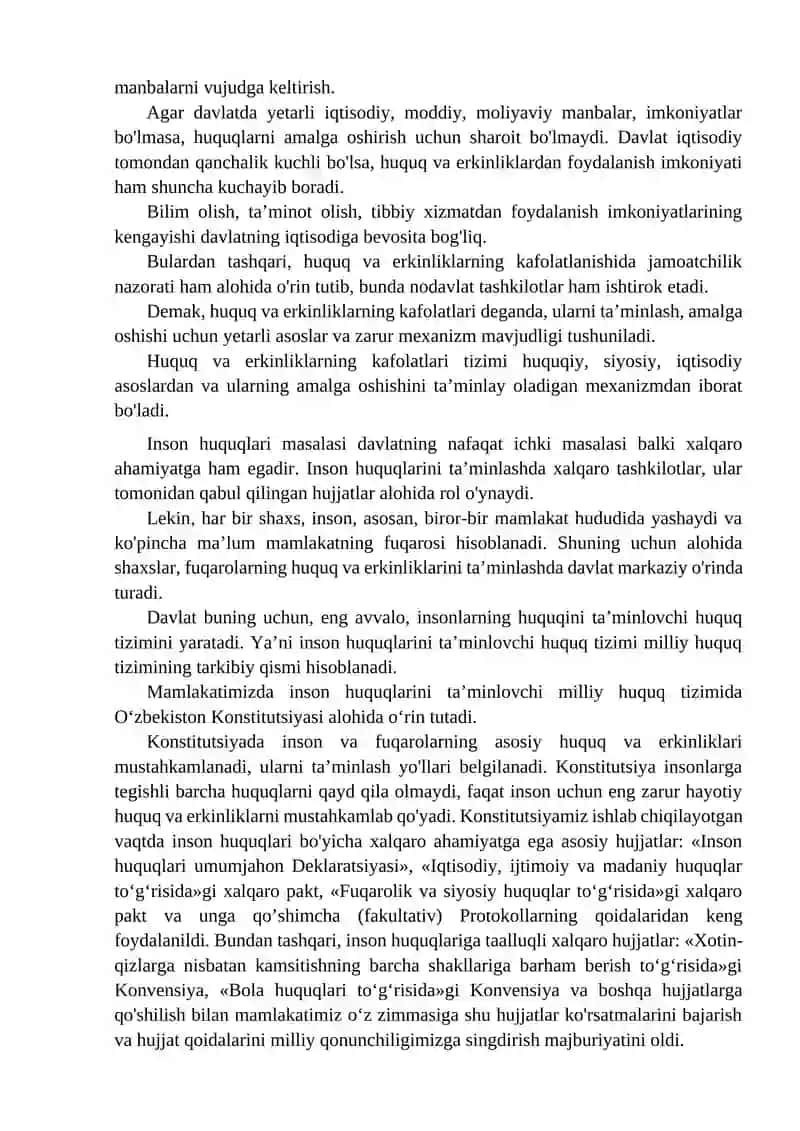 Huquq va erkinliklarning kafolatlari 2