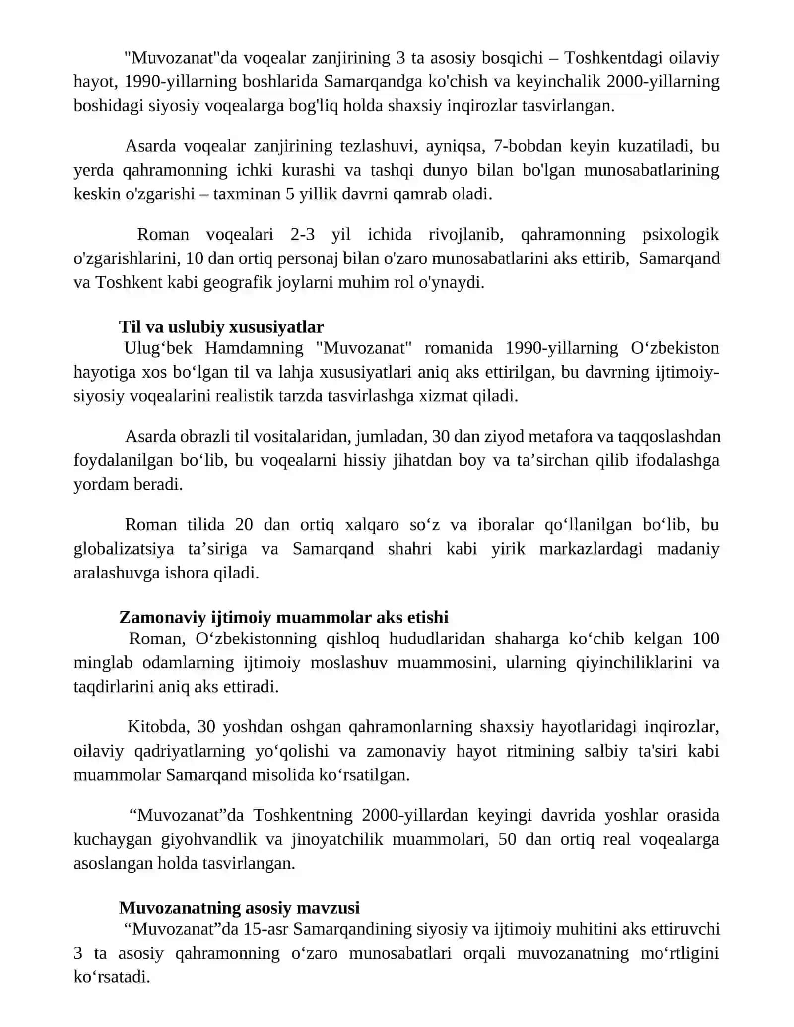 Ulugʻbek Hamdamning "Muvozanat" romani 2