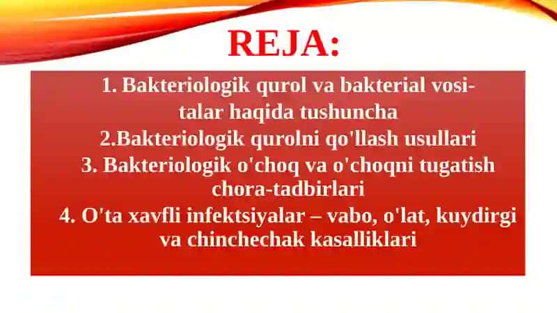 BAKTERIOLOGIK XAVFLAR O'TAXAVFLI INFEKTSIYALAR 2
