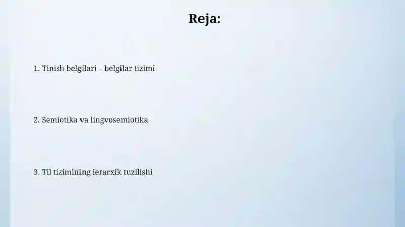 Tinish belgilari – til tizimi 2