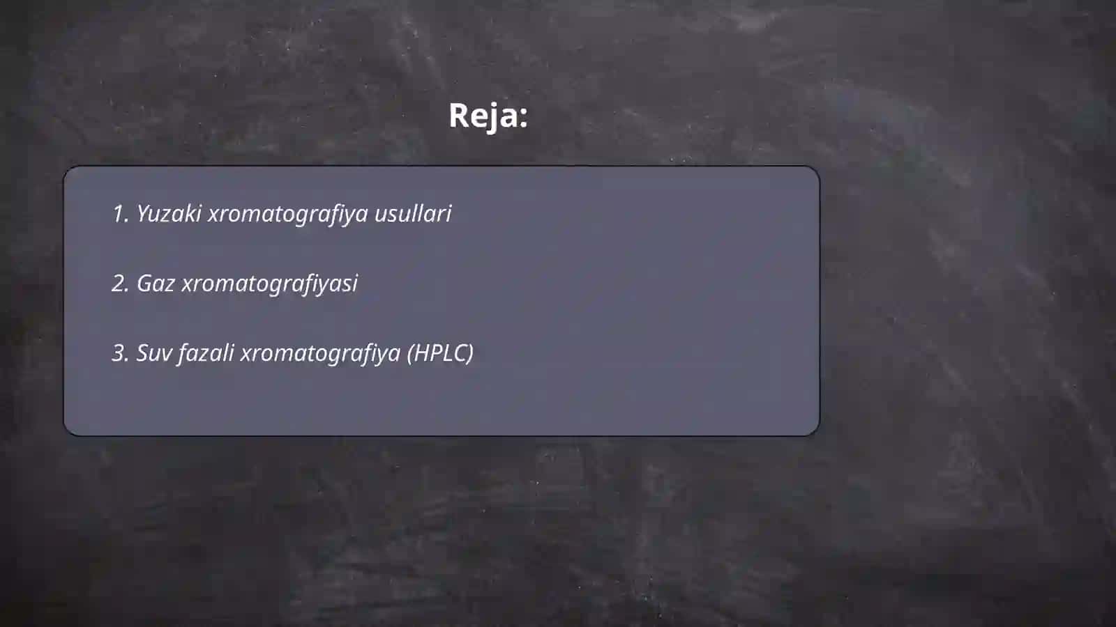 Yuzaki xromatografiya usullari 2