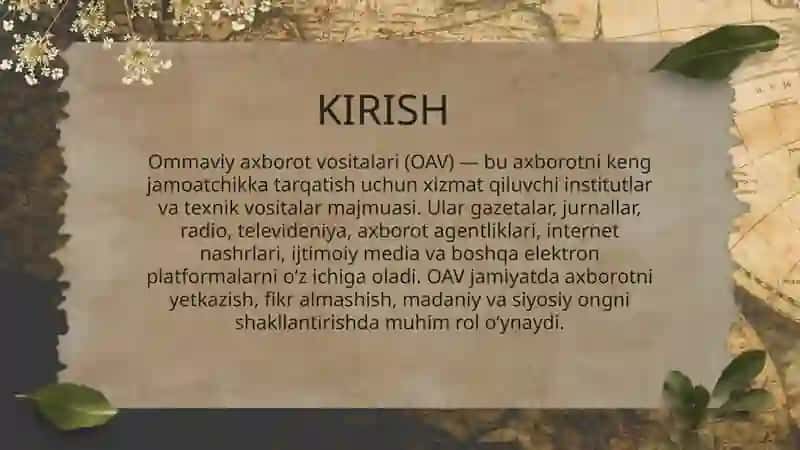 O'zbekiston Respublikasida ommaviy axborot vositalarining holati 2