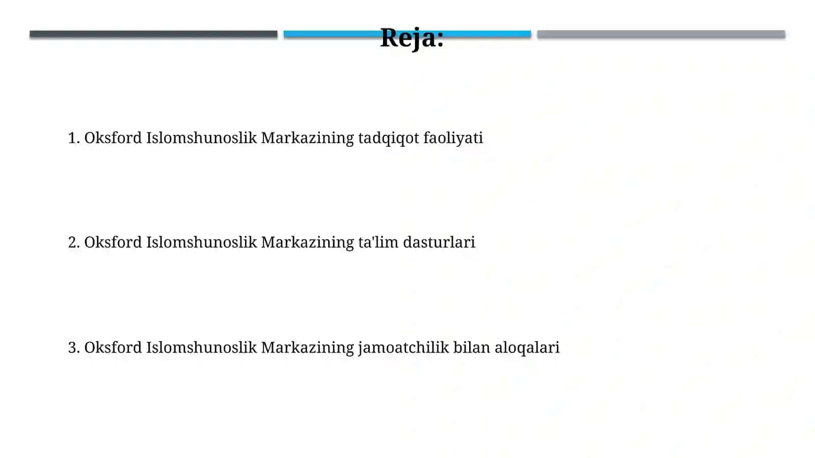 Oksford Islomshunoslik Markazi faoliyati 2