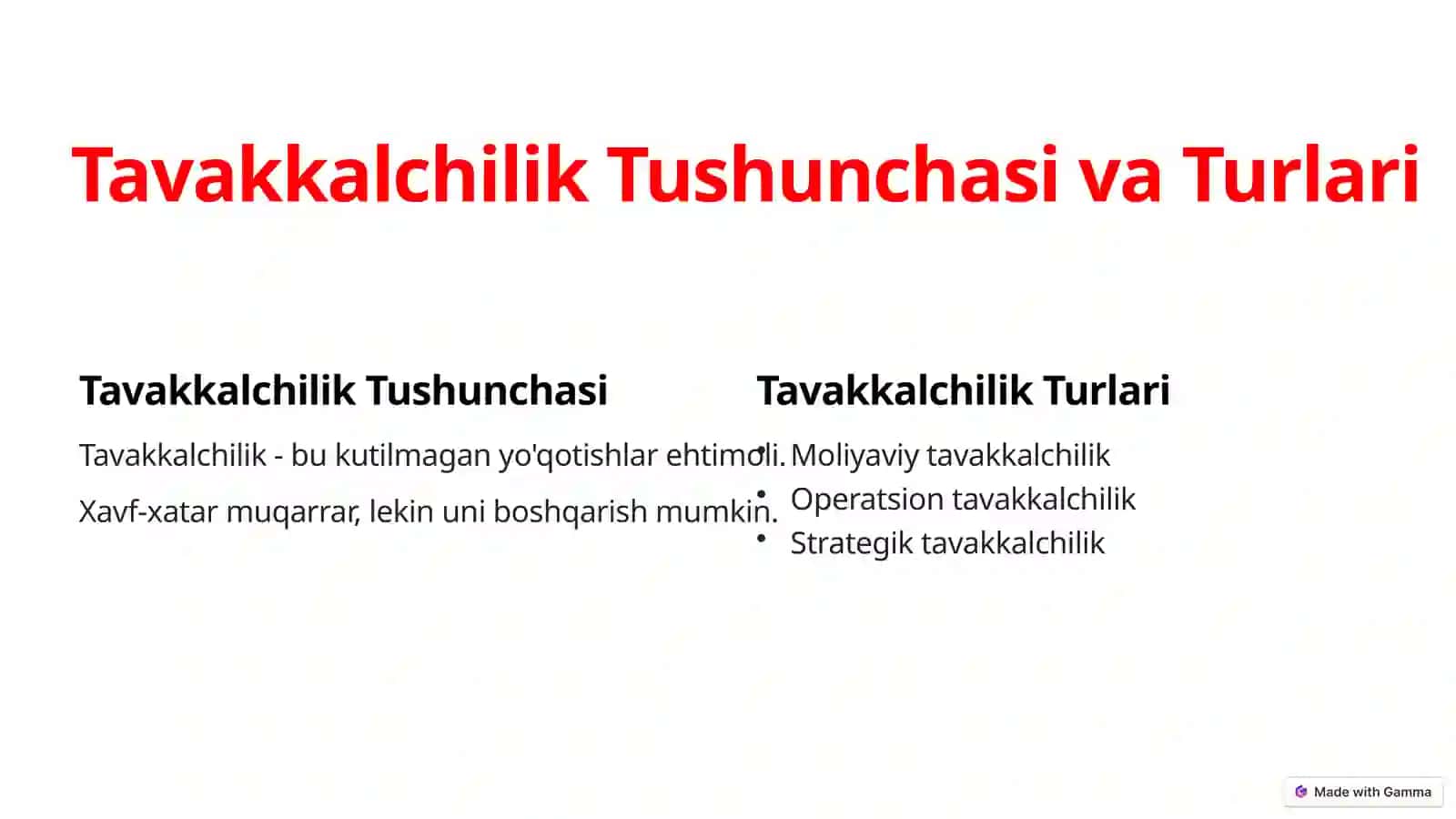Xoʻjalik Tavakkalchiligi Vaziyati 2