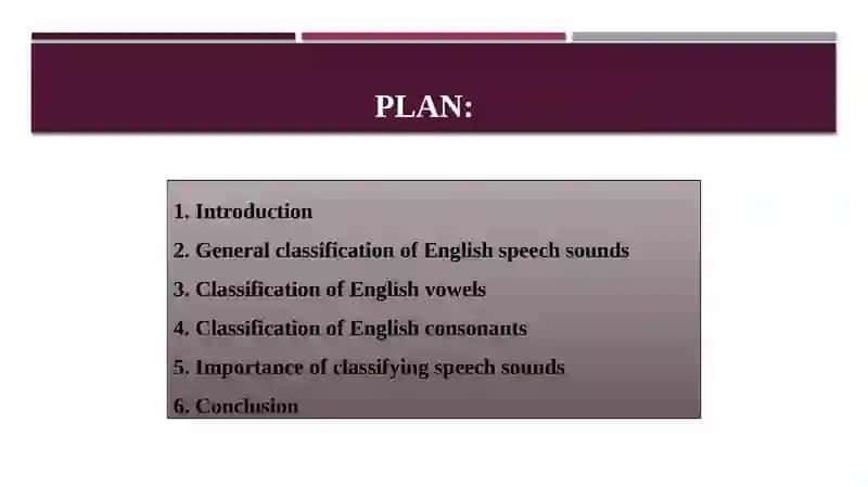 The classification of English speech sounds 2