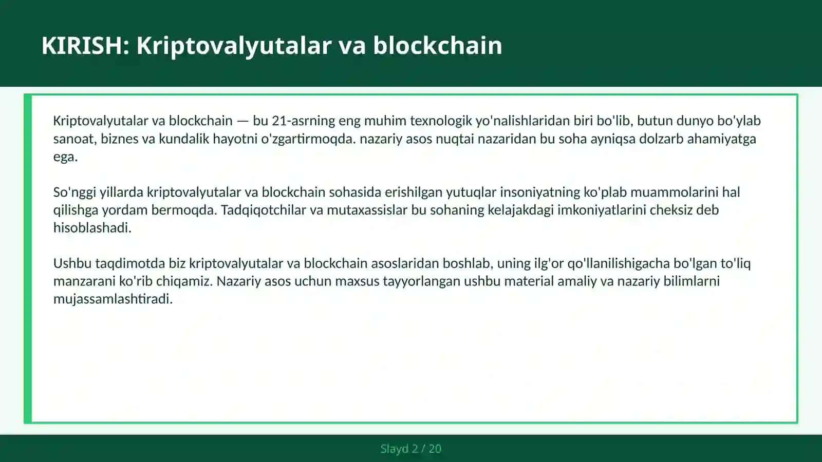 KRIPTOVALYUTALAR VA BLOCKCHAIN 2