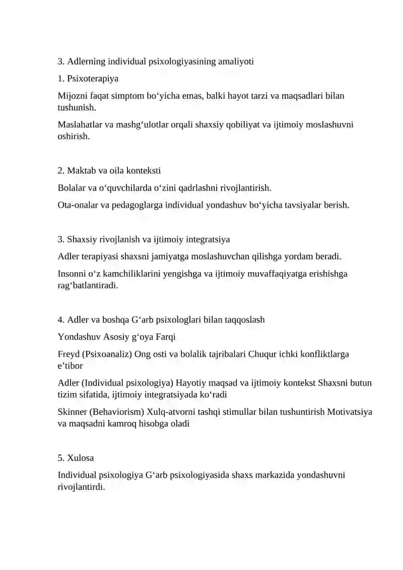 Alfred Adler va Individual psixologiya 2
