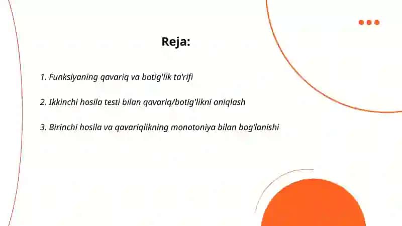 Funksiyaning qavariq va botig'ligi 2
