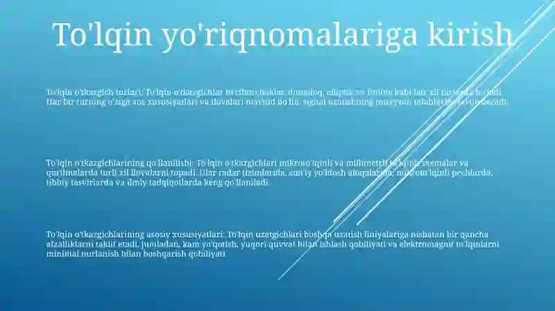 To'Lqin O'Tkazgichlar (Volnovodlar) 2
