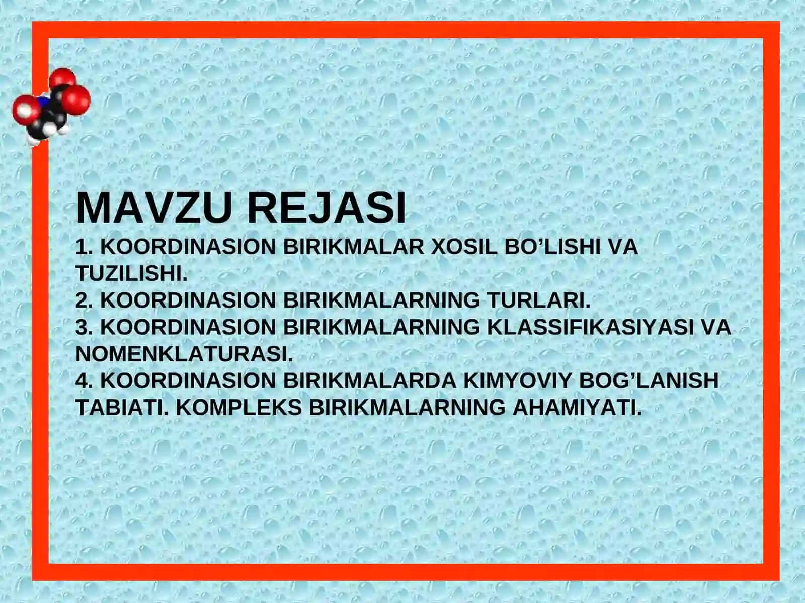 Koordiiatsion birikmalarning sinflanishi va nomenklaturasi 2