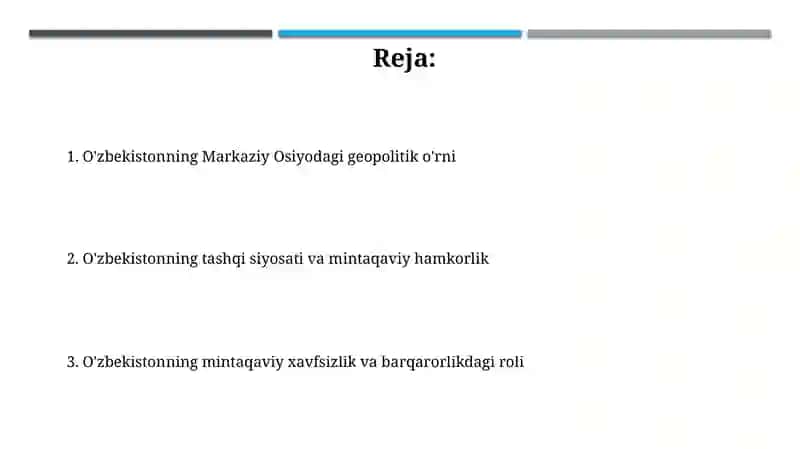 O'zbekistonning Markaziy Osiyodagi Geosiyosati 2