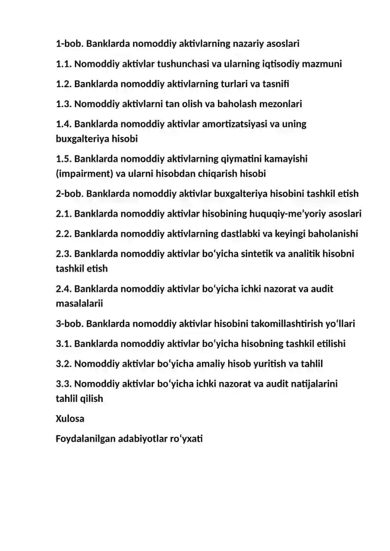 Banklarning nomoddiy aktivlari va ularning buxgalteriya hisobi 2