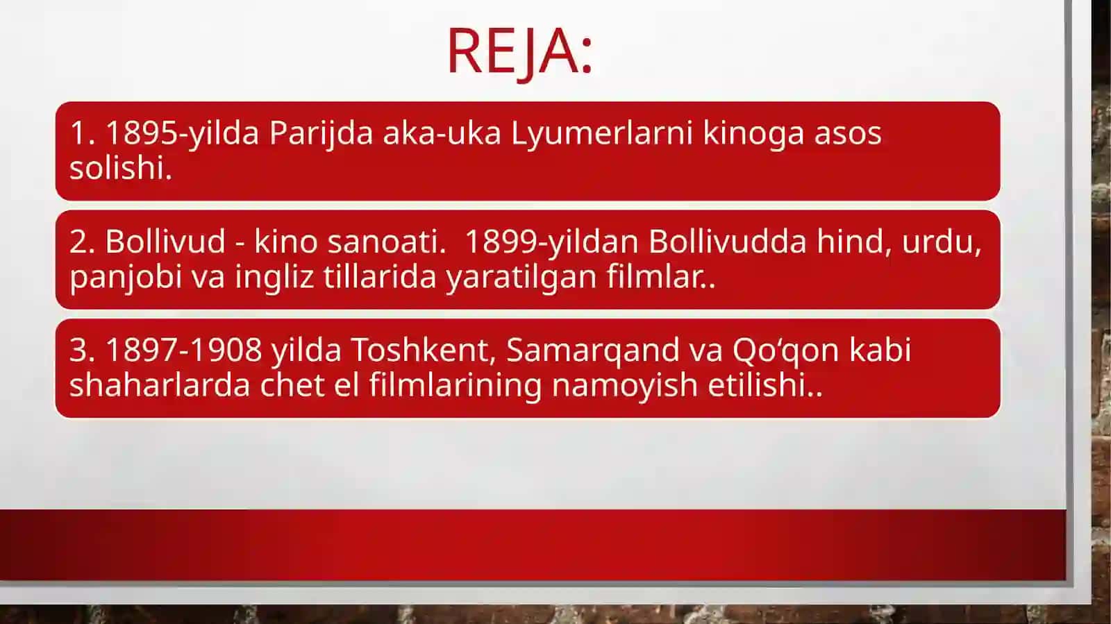 Kino – axborot madaniyatining muhim manbai ekanligi 2