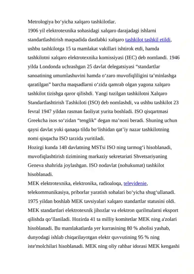 METROLOGIYA BO‘YICHA XALQARO TASHKILOTLAR 2