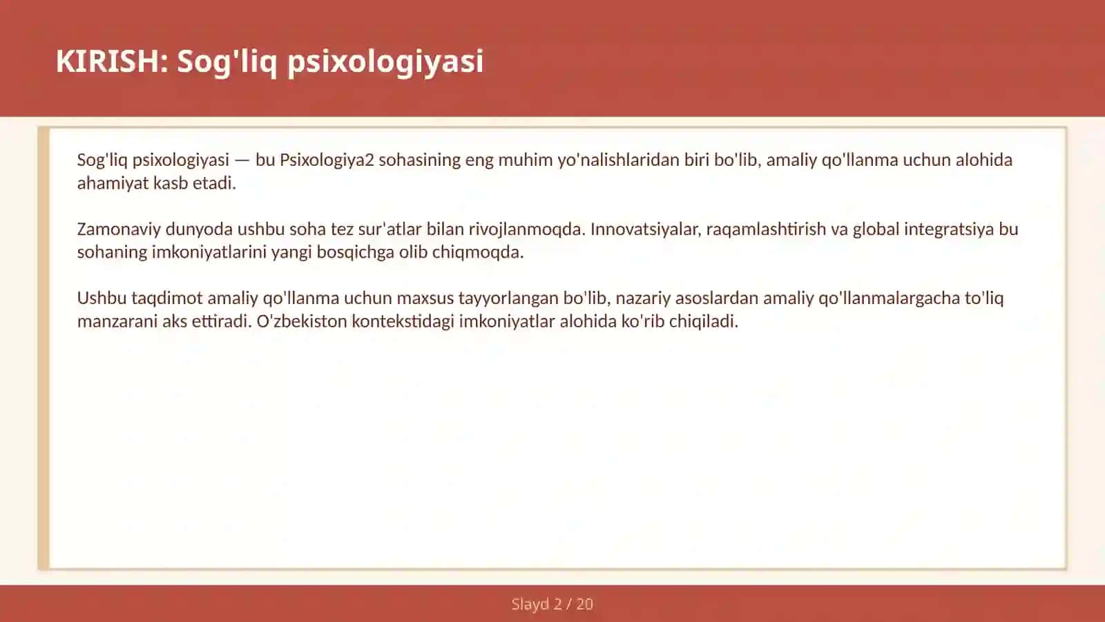 SOG'LIQ PSIXOLOGIYASI 2