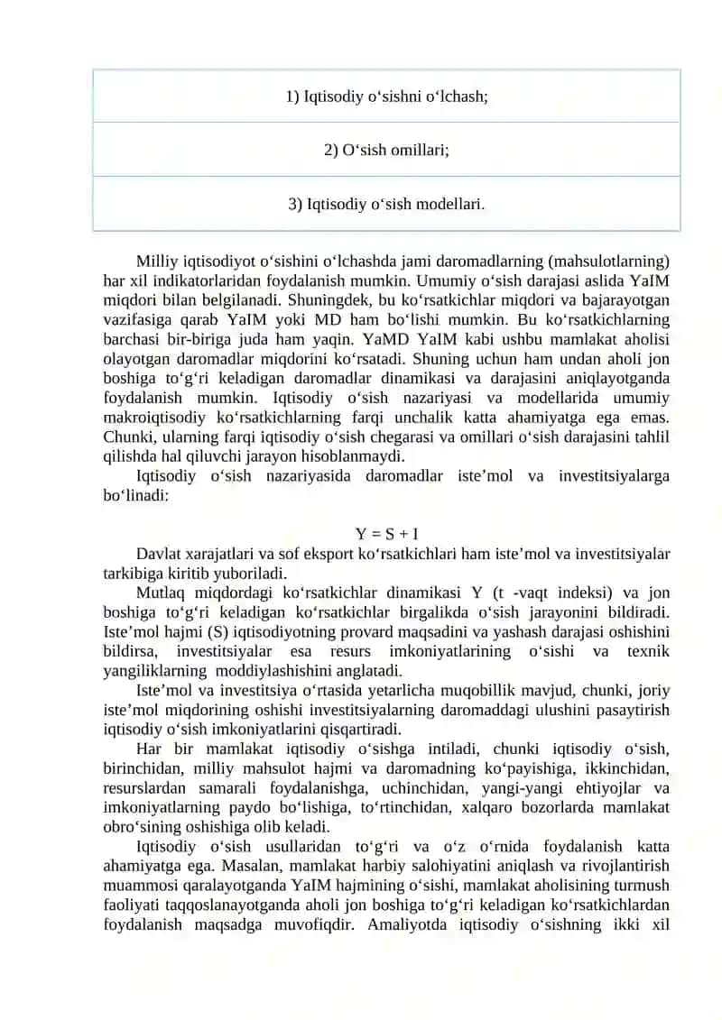 Iqtisodiy o'sish modellari 2