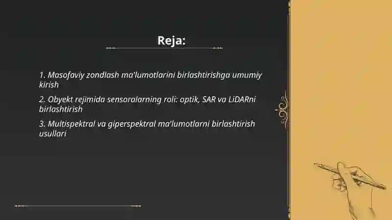 Geoinformatsiya tillarida masofaviy zondlash ma'lumotlarini birlashtirish 2