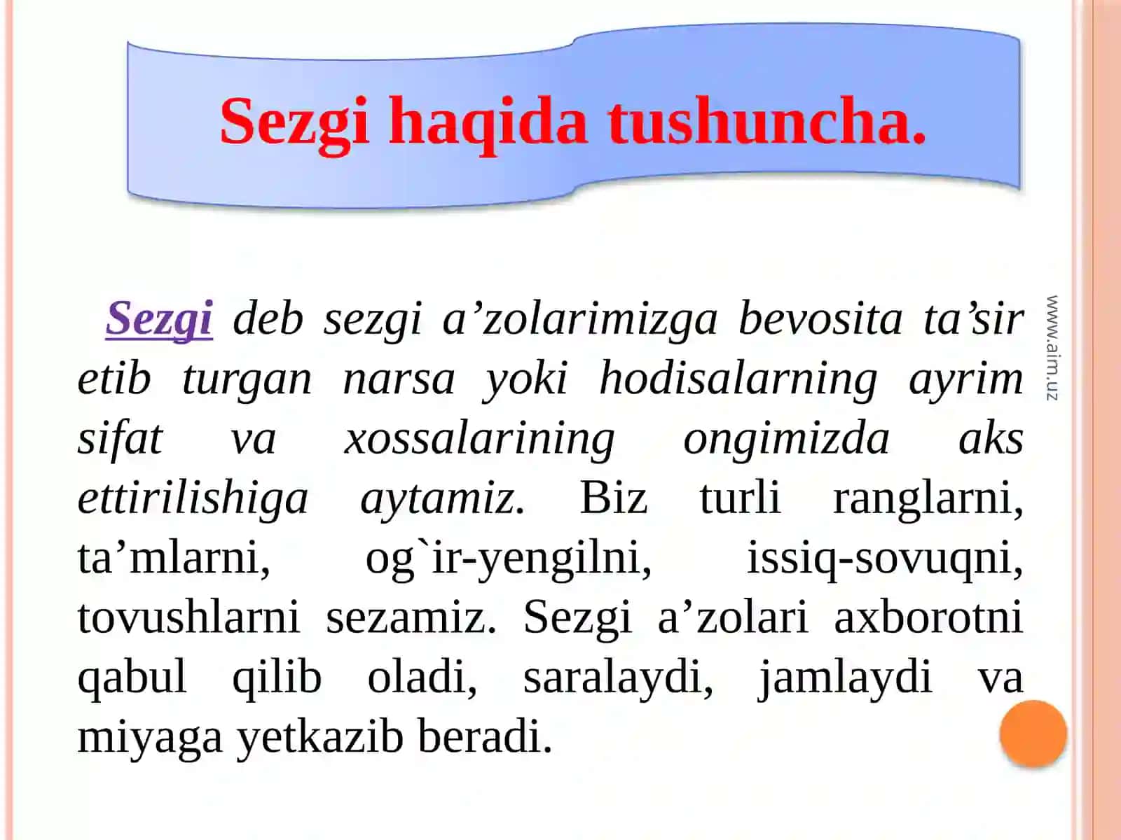 Sezgilarning tasnifi 2