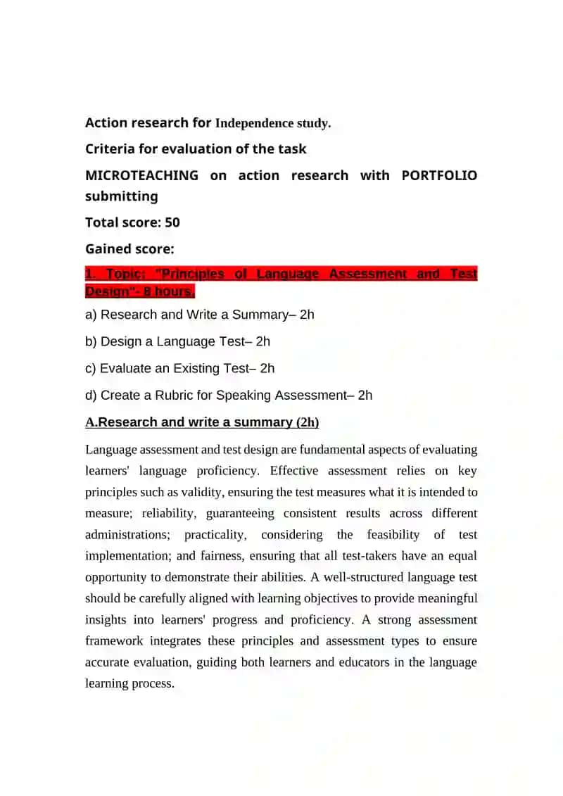 Principles of Language Assessment and Test Design 2