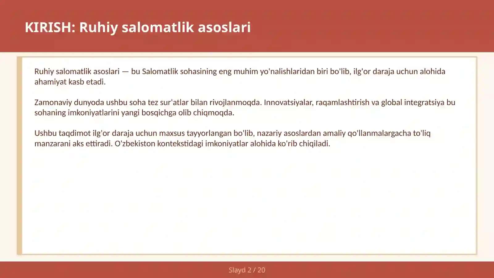 RUHIY SALOMATLIK ASOSLARI 2