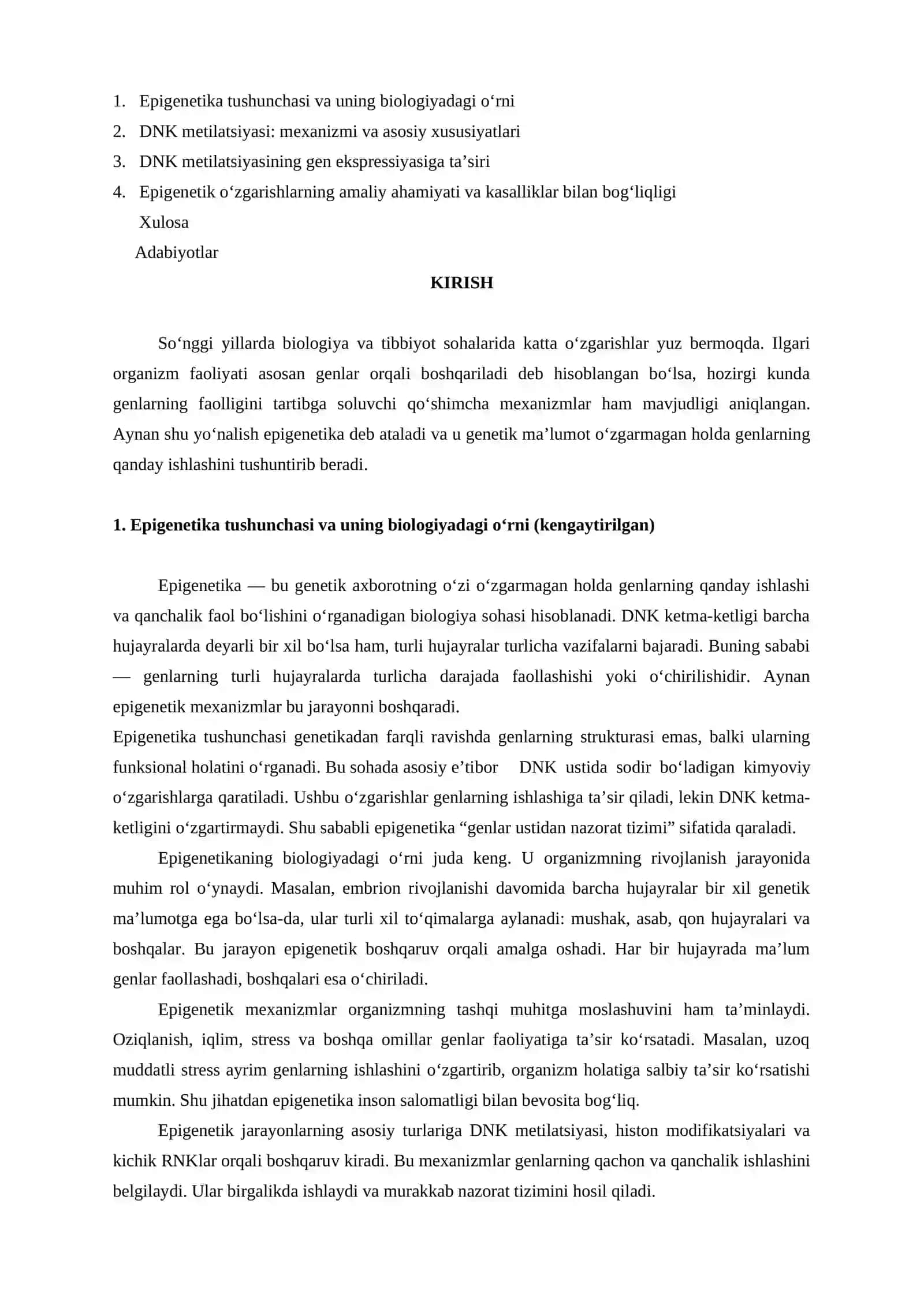 DNK metilatsiyasi va epigenetika 2