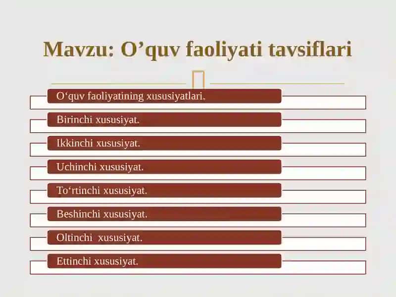 O’QUV FAOLIYATI TAVSIFLARI 2