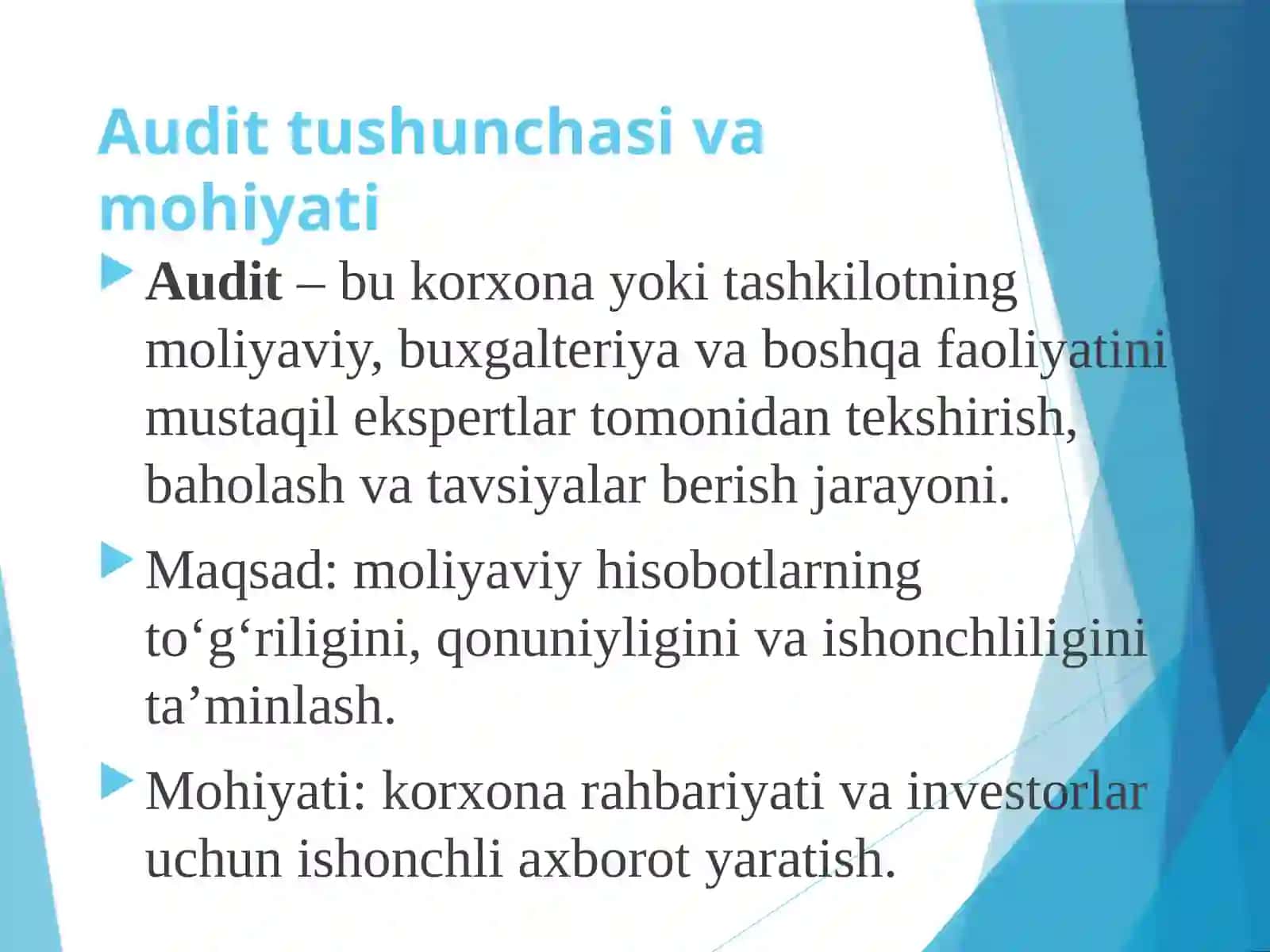Auditga kirish va uning ahamiyati 2