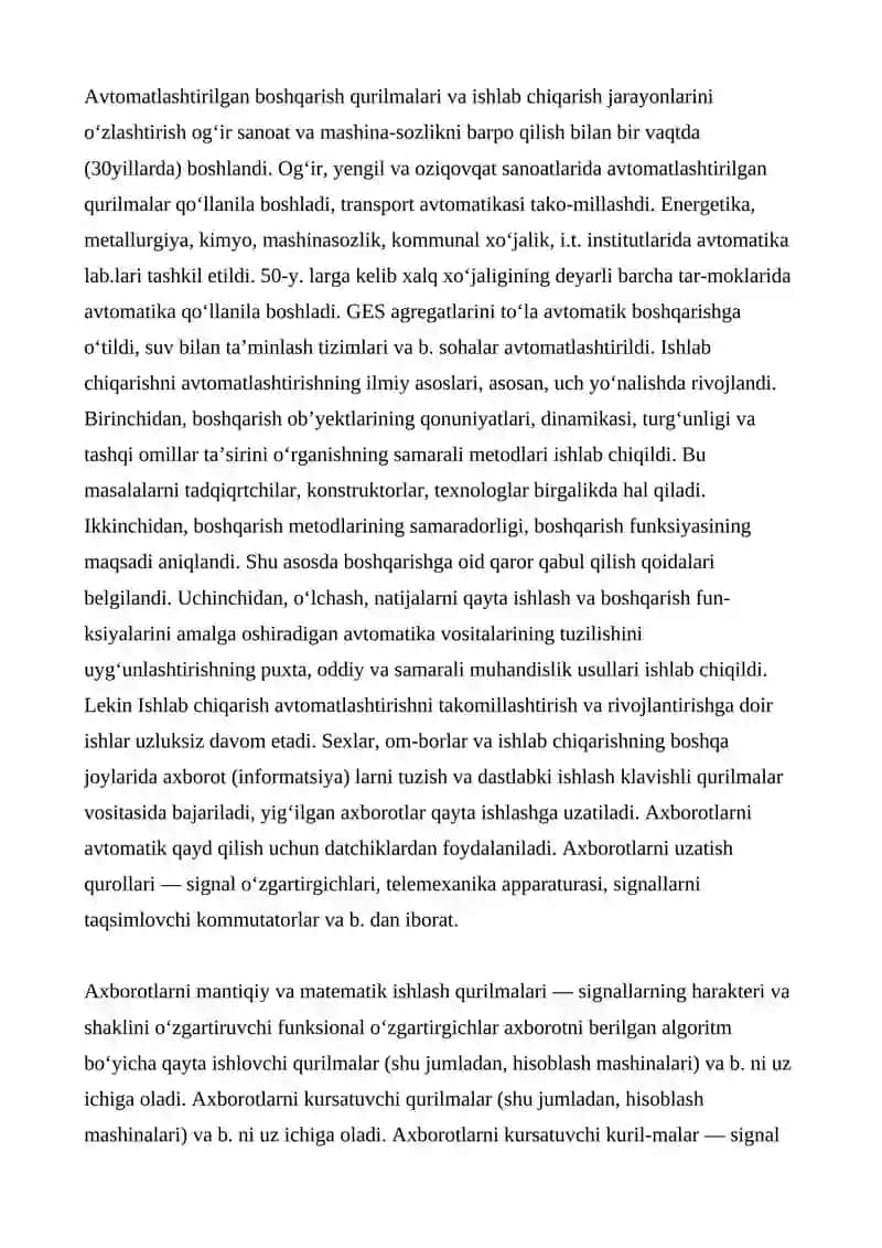 Avtomatlashtirish vositalari 2