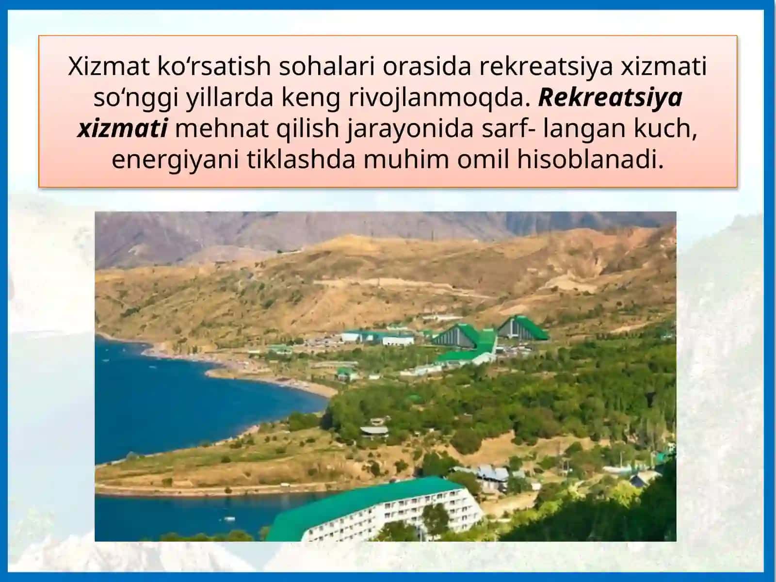 O‘ZBEKISTONDARЕKRЕATSIYA VA TURIZM 2