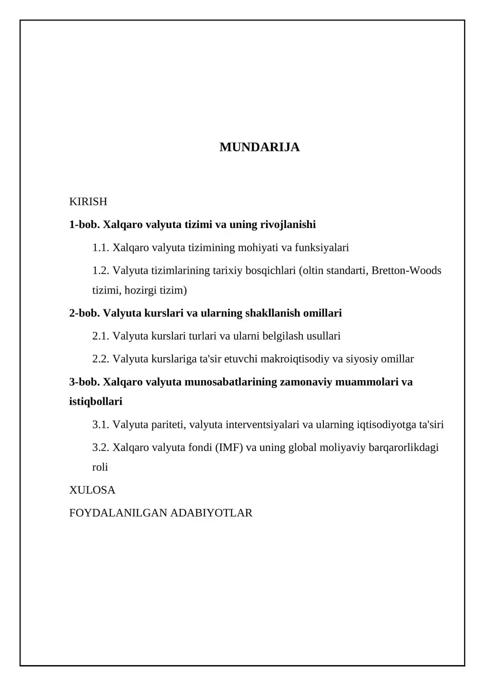 Xalqaro valyuta munosabatlari 2