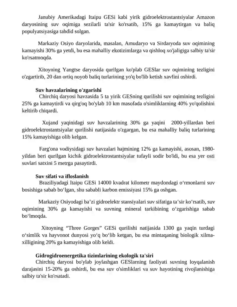 Gidroenergiya tizimlarining atrof muhutga tasiri 2