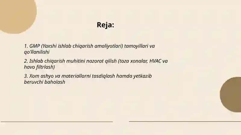 Farmasevtik ishlab chiqarishda qoyiladigan talablar 2