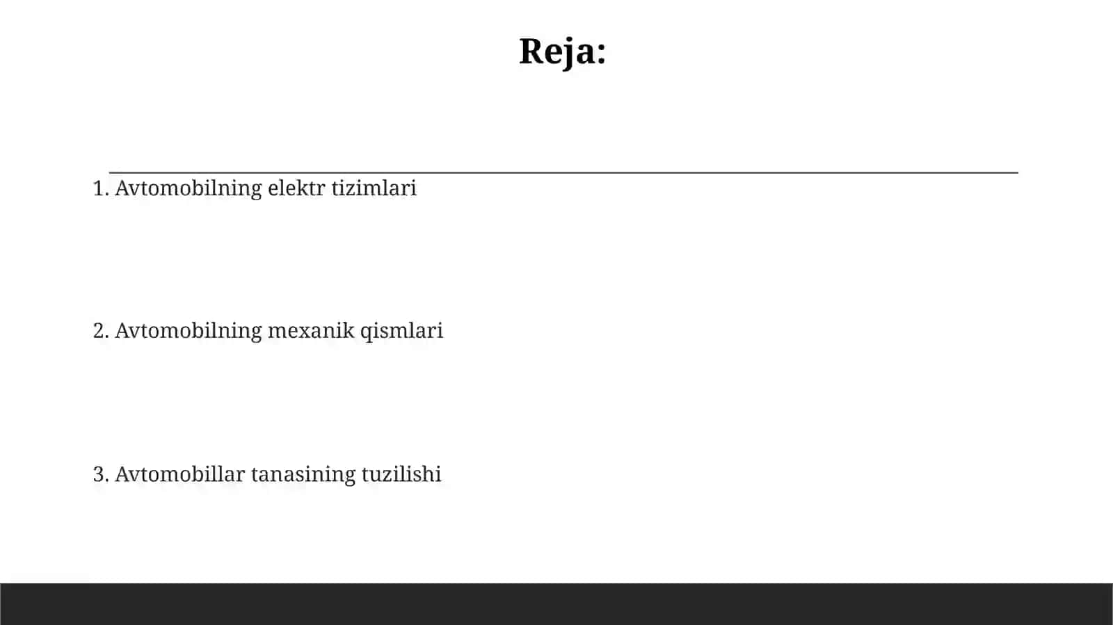 Avtomobillarning umumiy tuzilishi 2