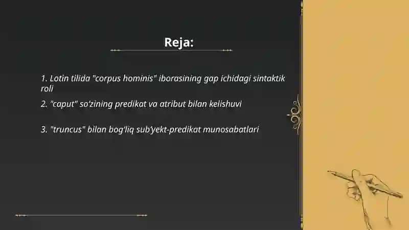 Lotin tili gaplarinining strukturasi (Сorpus hominis e capite, trunco et membris constant) 2