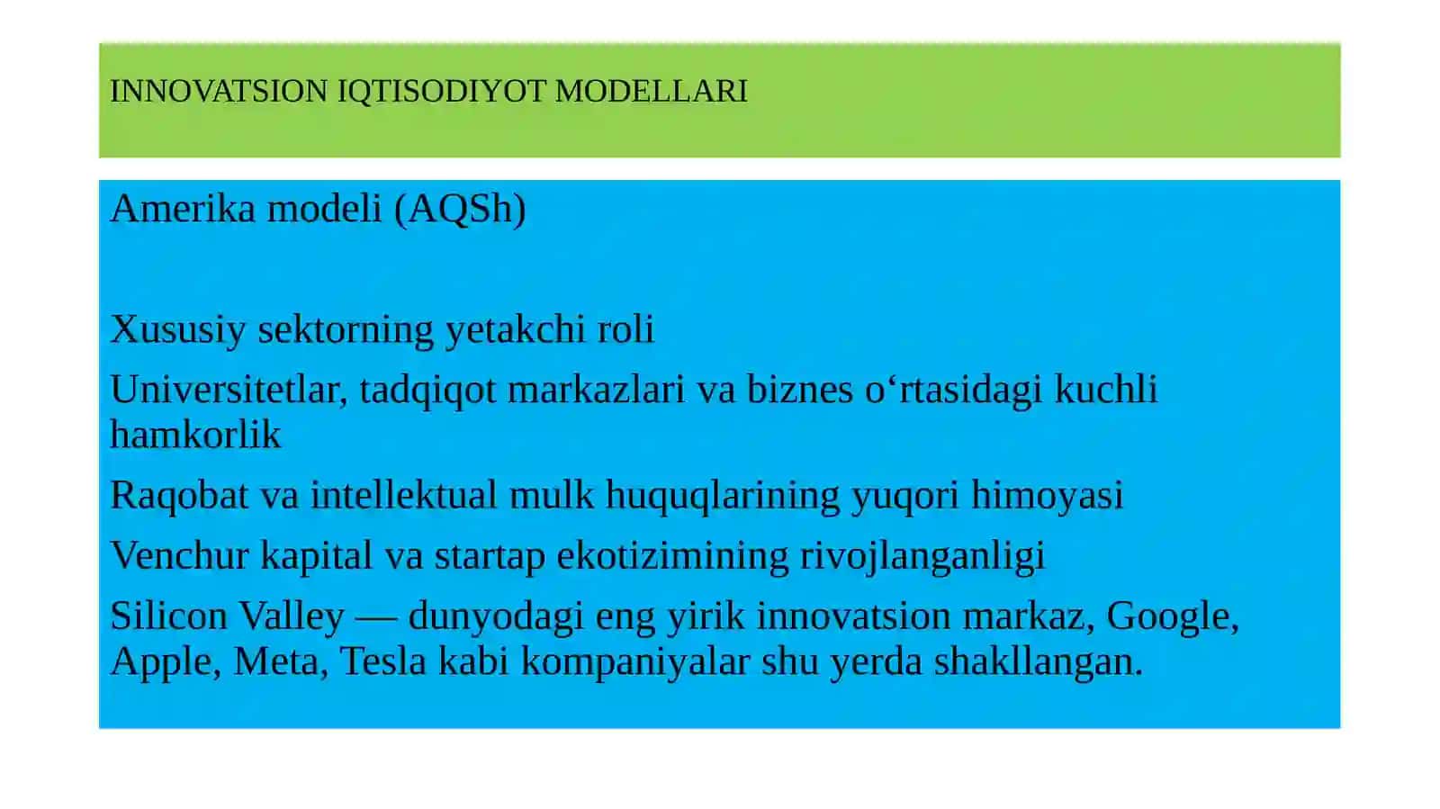 INNOVATSION IQTISODIYOT MODELLARI 2