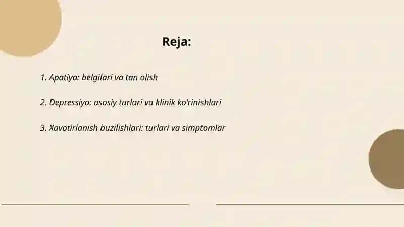 Apatiya, depressiya, xavotirlanish 2