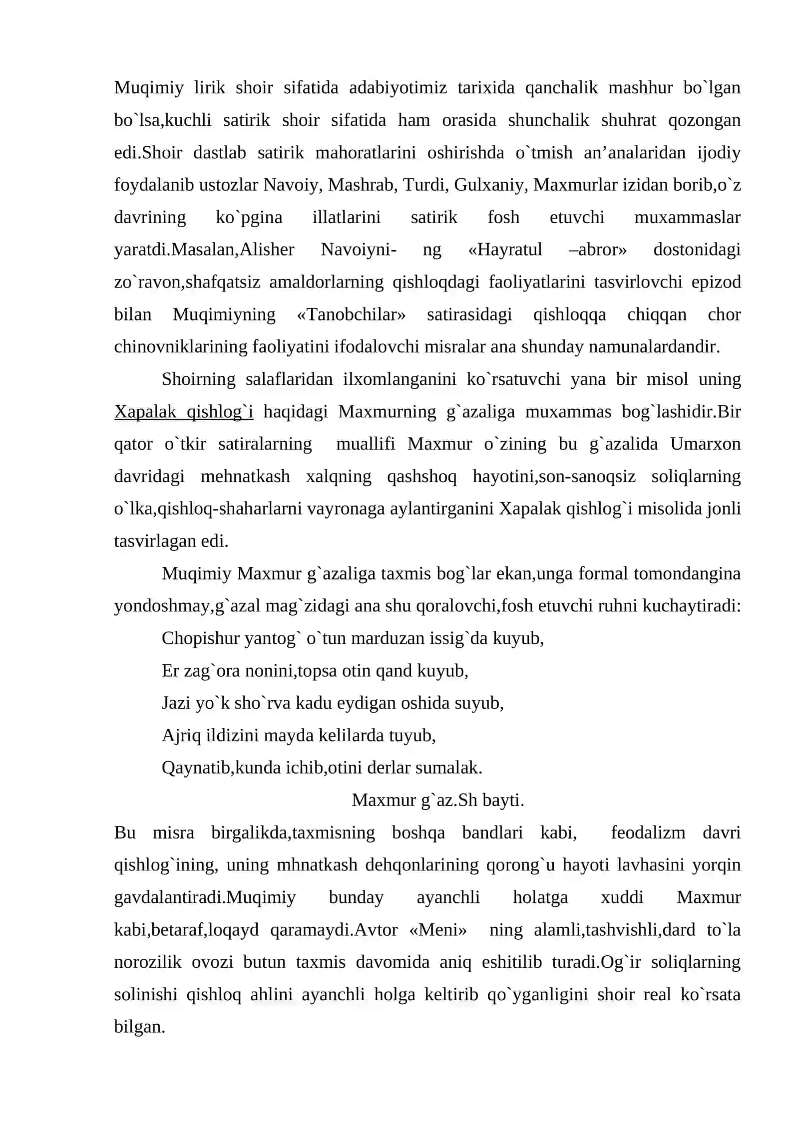 Muqimiy hajviyoti. Satira va yumor 2