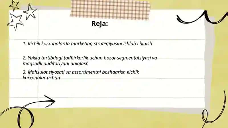 Kichik korxonalarning marketing faoliyatini tashkil etish 2