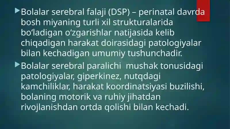 Bolalar serebral paralichi (DSP) 2