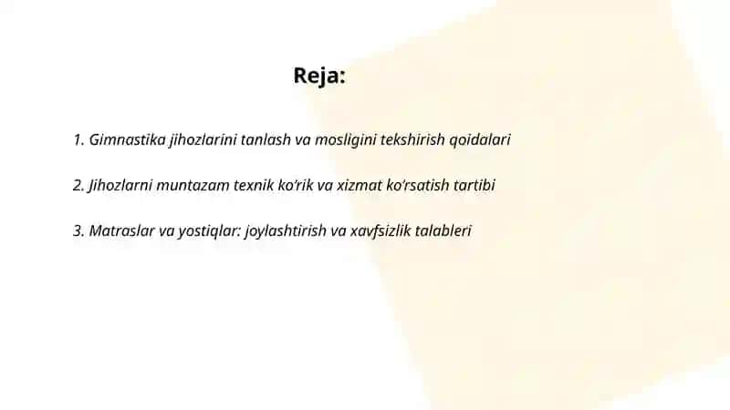 Gimnastika jihozlar, kiyimlardan foydalanish qoidalari 2