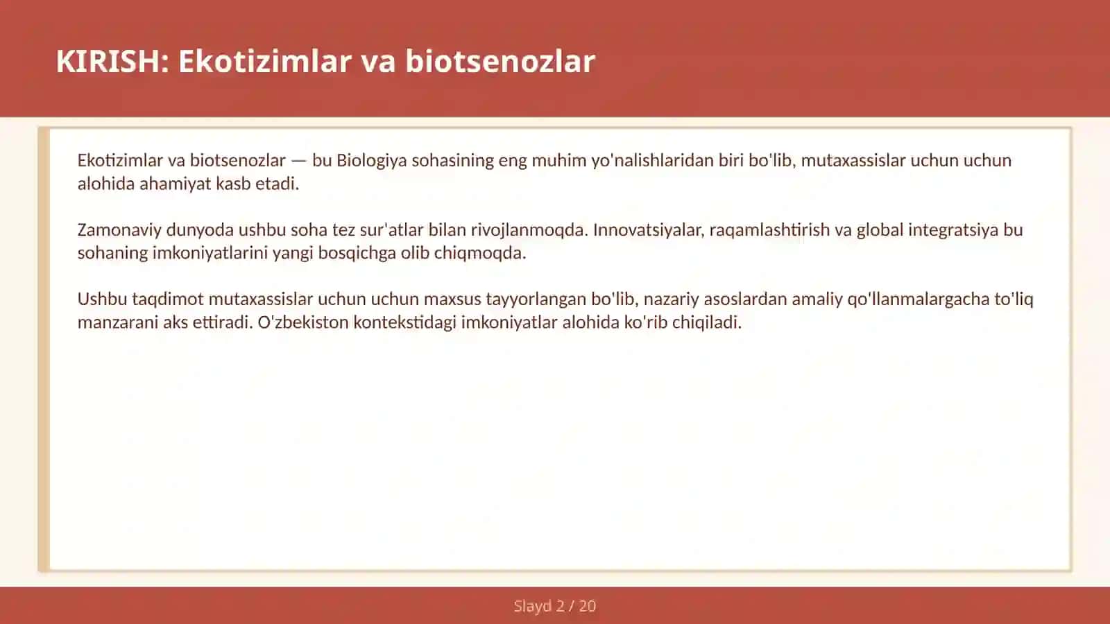 Ekotizimlar va biotsenozlar 2