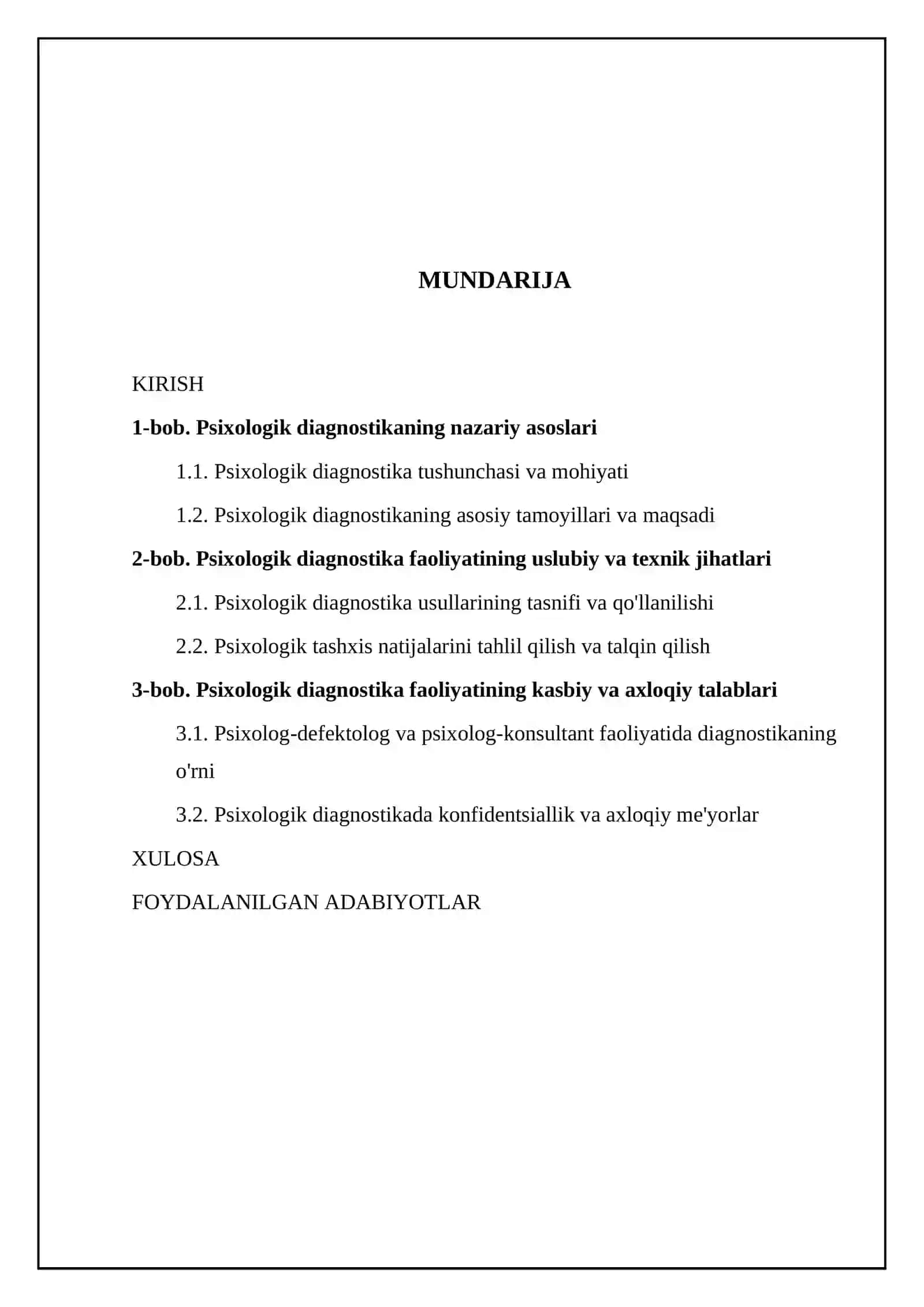 Psixologik diagnostika faoliyatini talablari va vazifalari 2