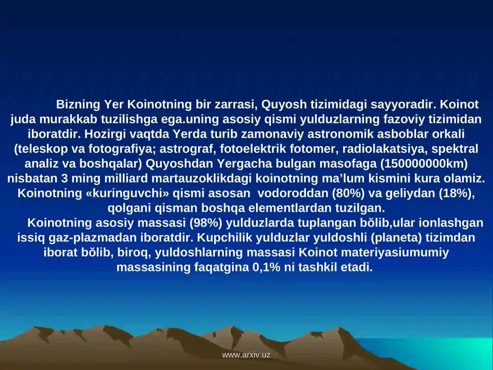 Koinot va yer tuzilishi 2