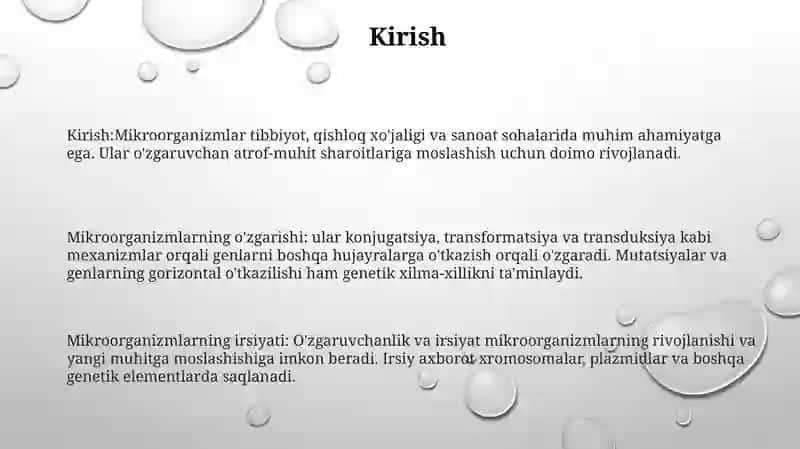 Mikroorganizmlarni Ózgarishi Va Irsiyati 2