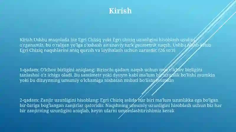 Egri Chiziq Yoyning Uzunligini Hisoblash 2