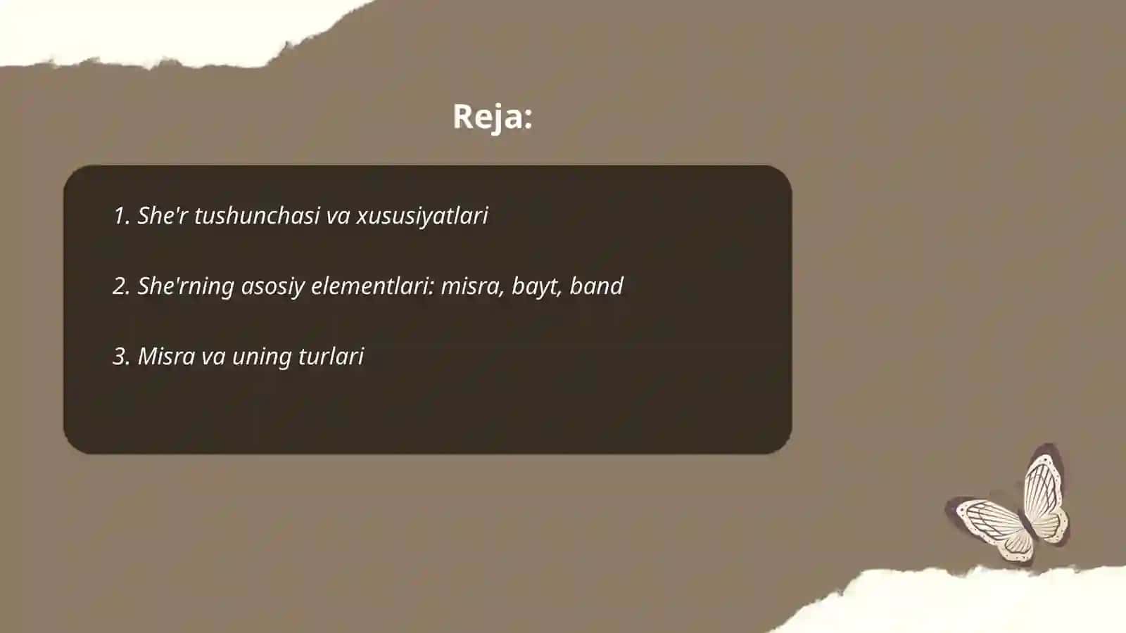 She'r tuzilishi. SHE'R. ARUZ. SHE'RIY NUTQ 2
