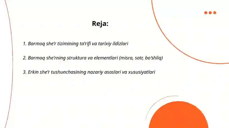 Barmoq she'r tizimi. Erkin she'r tushunchasi 2